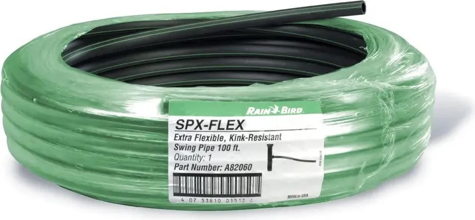 100-foot coil of flexible LDPE swing pipe, also called funny pipe, for irrigation